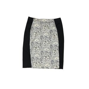 H&M‎ Pencil Skirt Floral Print Career Wear Black Trim Size 6